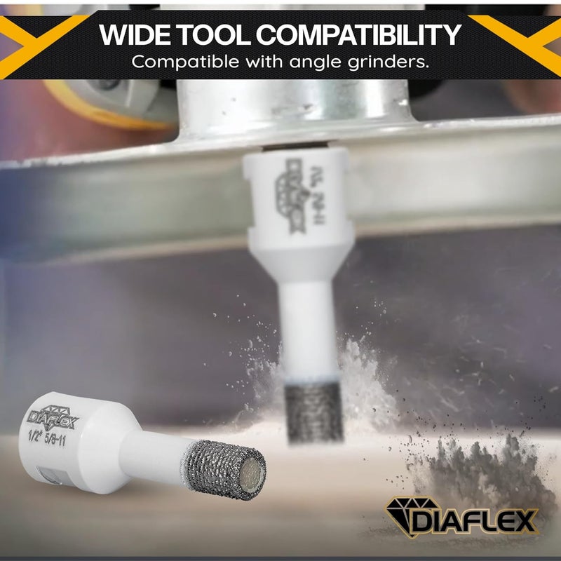DIAFLEX Premium Brazed Core Bit – 1/2" Diamond Hole Saw for Porcelain, Ceramic, Stone, Dekton – 5/8"-11 Thread – Fast Clean Cuts – Vacuum Brazed – Wet or Dry Use - Image 5